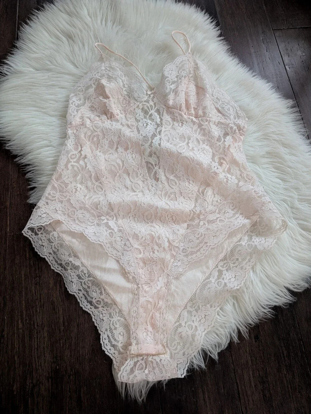 Vintage 1970s Undercover Wear Sheer Lace Teddy Robe Set M Medium Pale Pink - Picture 6 of 10